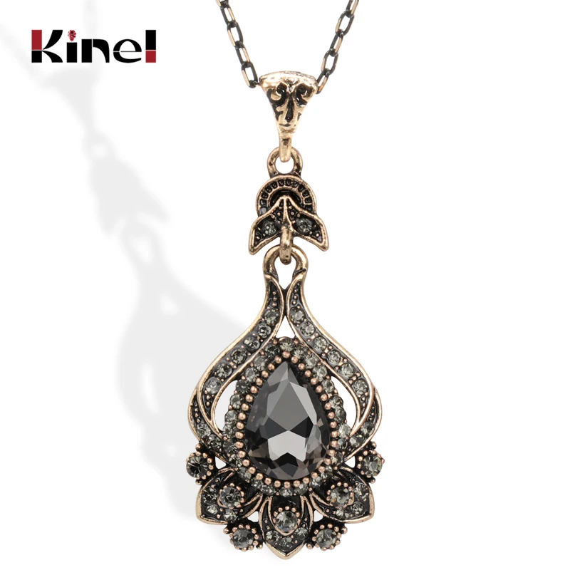 Роскошное серое свадебное ожерелье Kinel для женщин античное золотое с кулоном