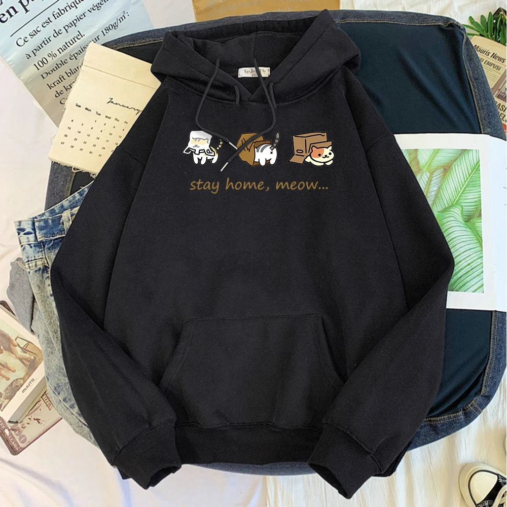 

Hoody Funny Three Kittens Printing New Autumn Womens Hoodie Harajuku Streetwear Female Hoodies Fleece Warm Sweatshirts For Women