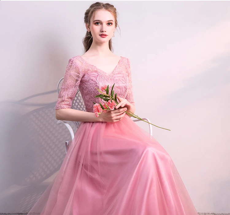 Розовое платье подружки невесты Junior Длинное Элегантное праздничное свадебное