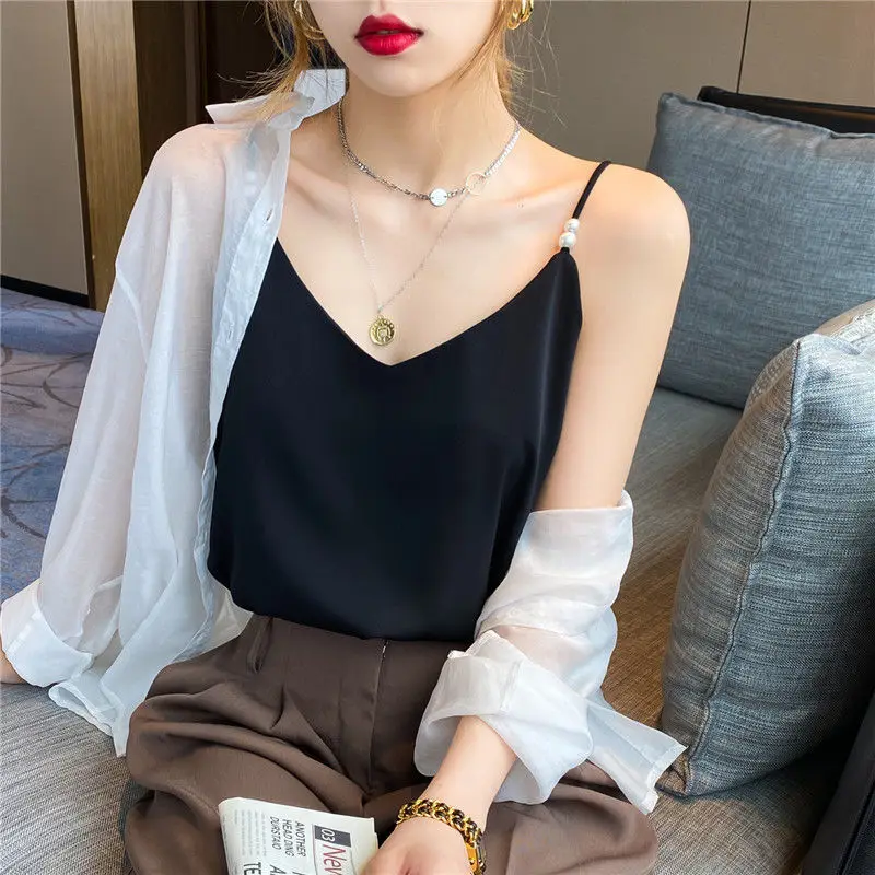 Женский шифоновый корсет JuneLove свободный сексуальный топ без рукавов укороченный