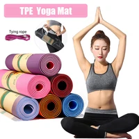 tpe yoga double layer non slip mat yoga exercise pad with position line for fitness gymnastics and pilates sports pilates mats