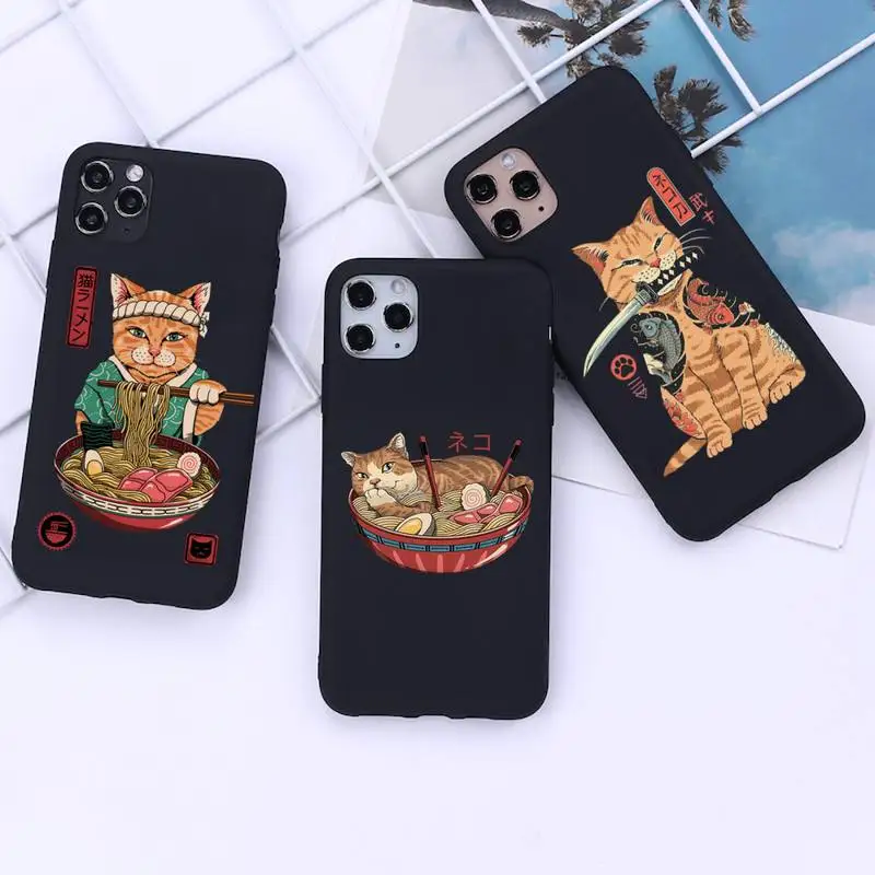 

Neko Ramen Japan Cat Anim Phone Case for iphone 13 12 11 Pro Mini XS MAX 8 7 Plus X 2020 XR cover