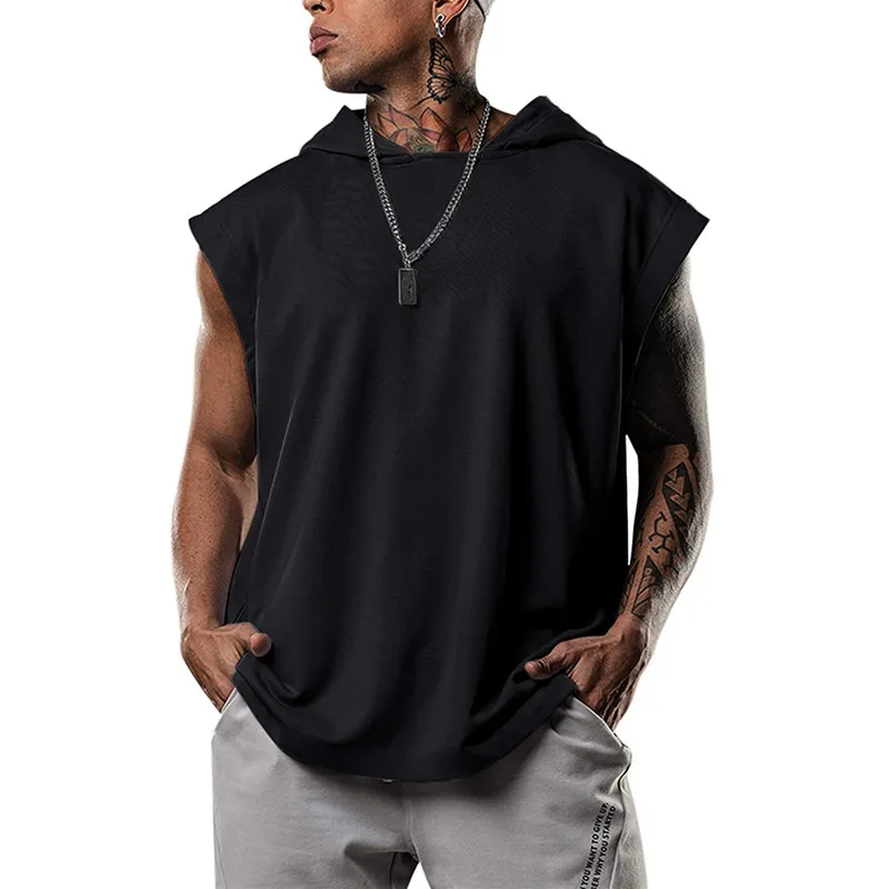 

Men's Brand Bodybuilding Stringer Hooded Vest Men's Workout Wear Sleeveless Vest Vest Muscle Vest Tops Type Style Fabric Type