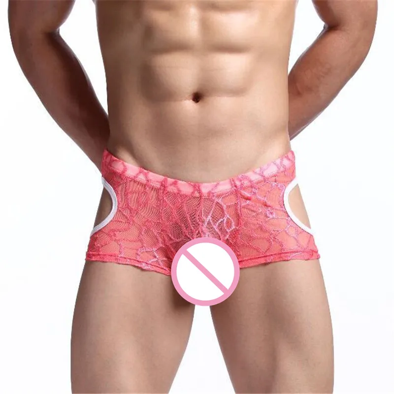 2020 мужские сексуальные полупрозрачные боксеры мягкие кружевные цветочные