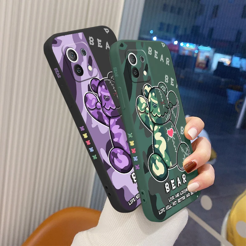 

Purple Bear Cover Case For Xiaomi Mi 11 lite Ultra 11i 11T 10T 9T Pro Lite 10 10S 9 8 lite Pro Poco F2 X2 F3 Pro Phone Case