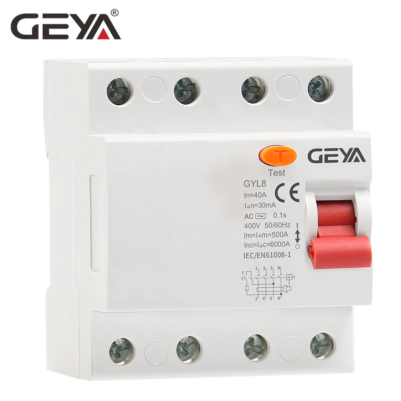Электромагнитный дифференциальный выключатель GEYA GYL8 3 фазы + N RCD защита от утечки
