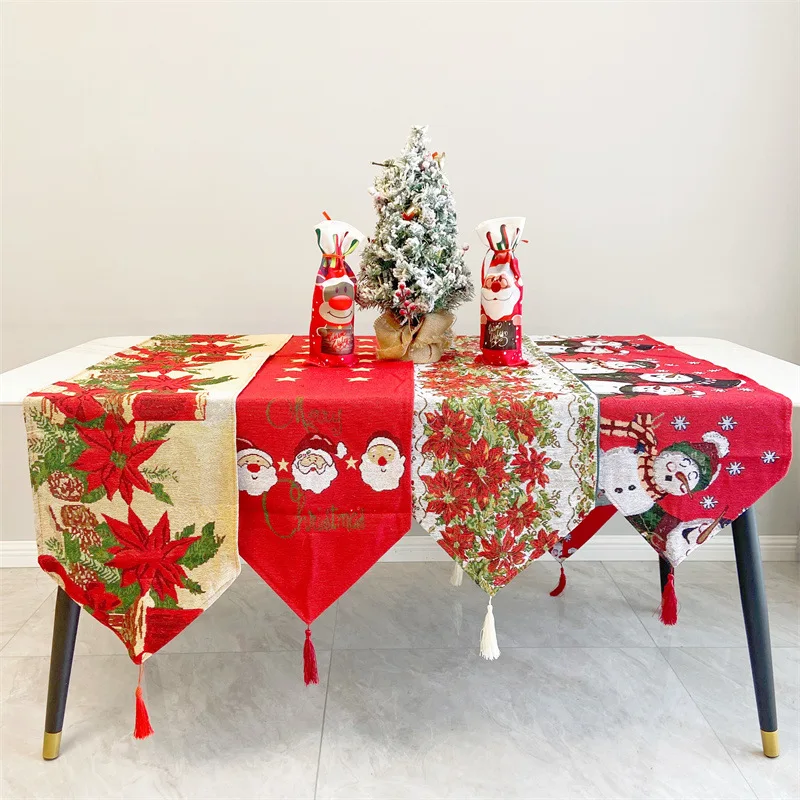 1 Piece Tablecloth Table Flag Christmas Home Decoration Wedding Party Cotton Citi New Year Santa Snowman Decoration