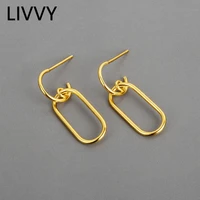 livvy silver color paper clip shaped earrings for women men hot fashion gold silver color creativity jewelry 2021 trend