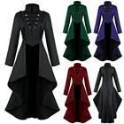 Женская готическая куртка в стиле стимпанк, кружевной корсет на пуговицах, костюм на Хэллоуин, пальто, пальто, винтажная стильная куртка