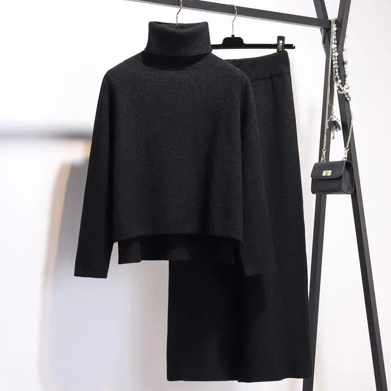 Комплекты из 2 предметов однотонные женские свитера с высоким воротом пуловеры