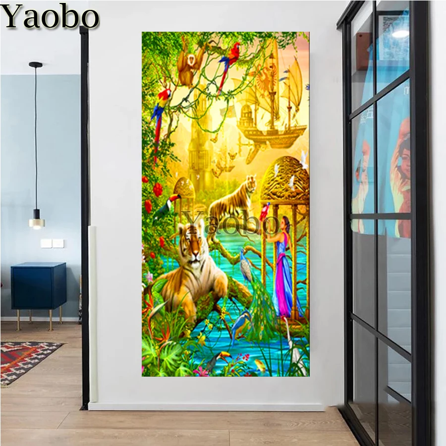 

Large DIY Diamond Painting Tiger Animals Diamond Mosaic Full Drill Square Rhinestone Embroidery Cross Stitch Handmade Gift