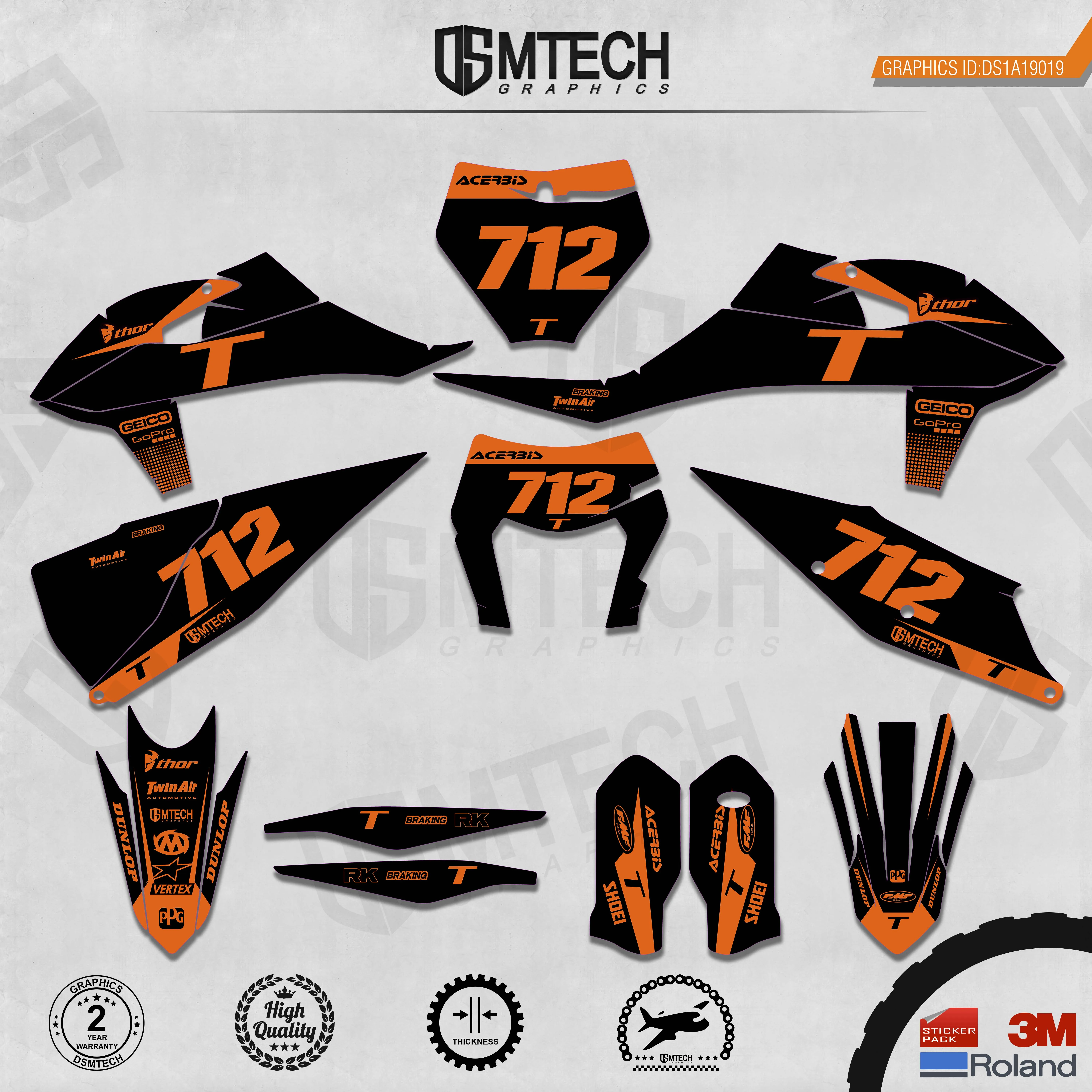 DSMTECH Customized Team Graphics Backgrounds Decals 3M Custom Stickers For 2019-2020 SXF 2020-2021EXC 019