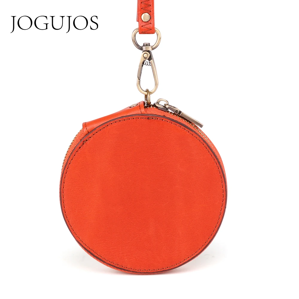 JOGUJOS New Design Genuine Leather Round Coin Purse Women RFID Wallet Credit Card Holder Wallet Women Mini Purse  Bag New