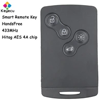 keyecu keyless go handsfree smart card remote car key with 4 buttons 433mhz 7953 4a chip for renault clio iv 4 captur 2009 2017
