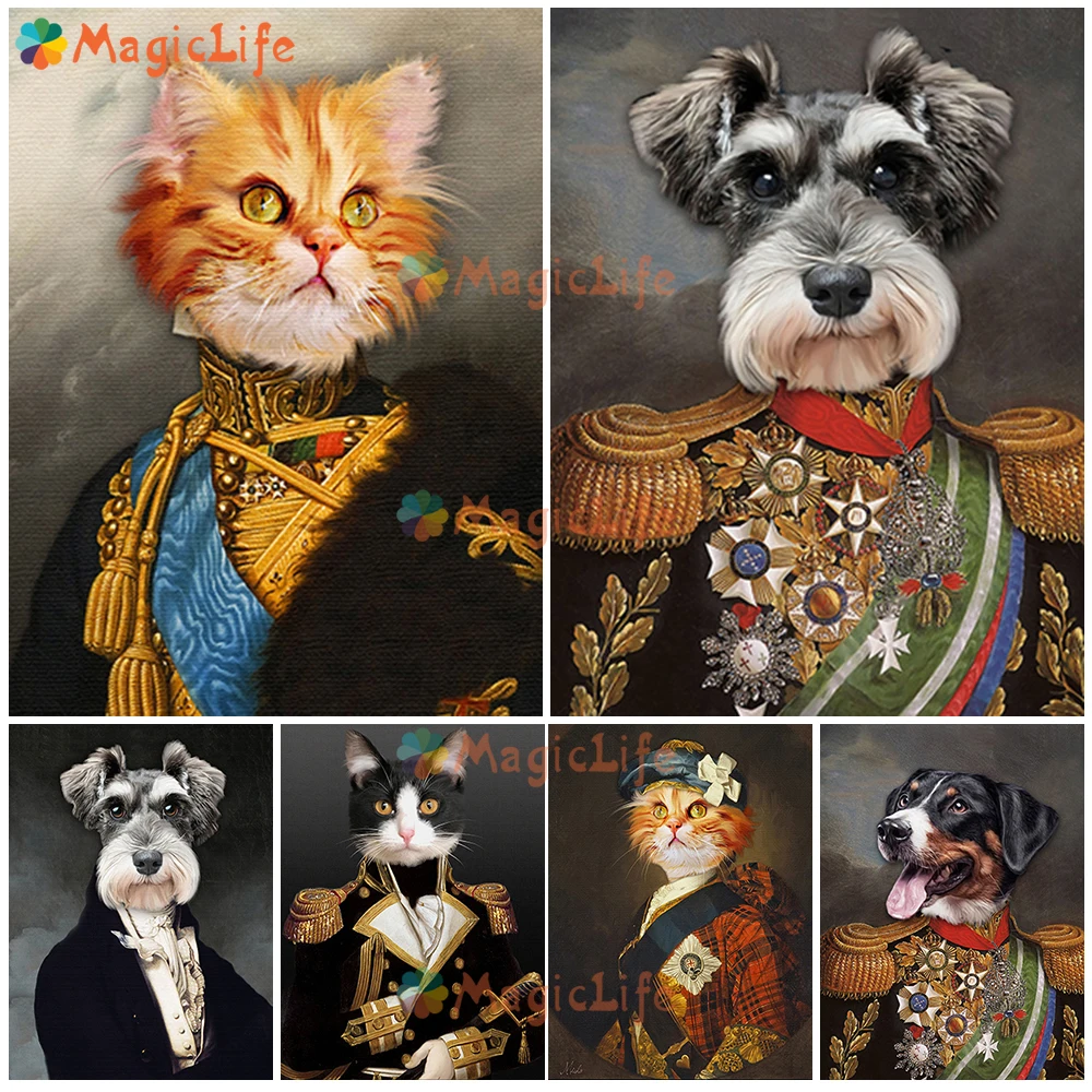 Винтажный портрет кошки собаки постер в скандинавском стиле воин настенные