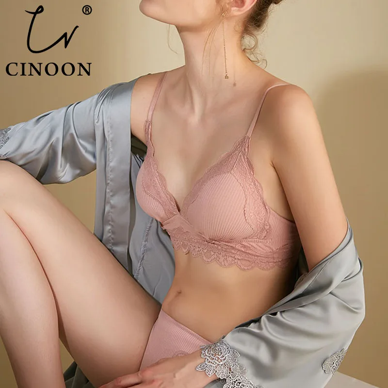 CINOON Модный хлопковый комплект нижнего белья в полоску, Модный комплект с бюстгальтером, сексуальное женское белье, романтичный Соблазнительный комплект из бюстгальтера и трусиков, женское нижнее белье