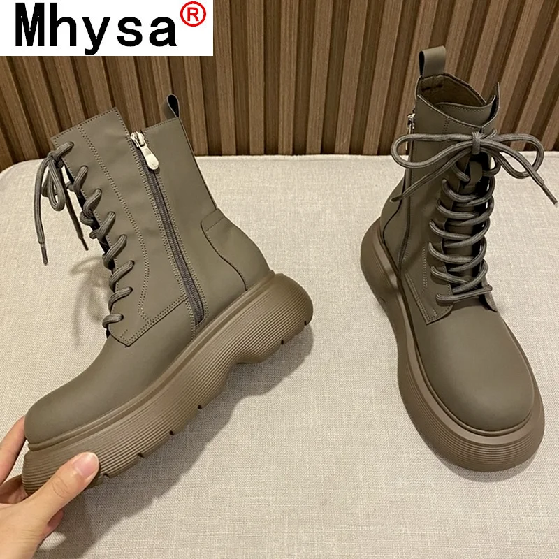 

Женские кожаные ботинки на шнуровке, с квадратным носком, Размеры 35-40