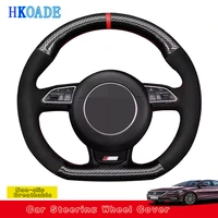 customize diy carbon fiber leather steering wheel cover for audi a5 a7 rs7 s7 sq5 s6 s5 rs5 s4 rs4 s3 2012 2018 car interior