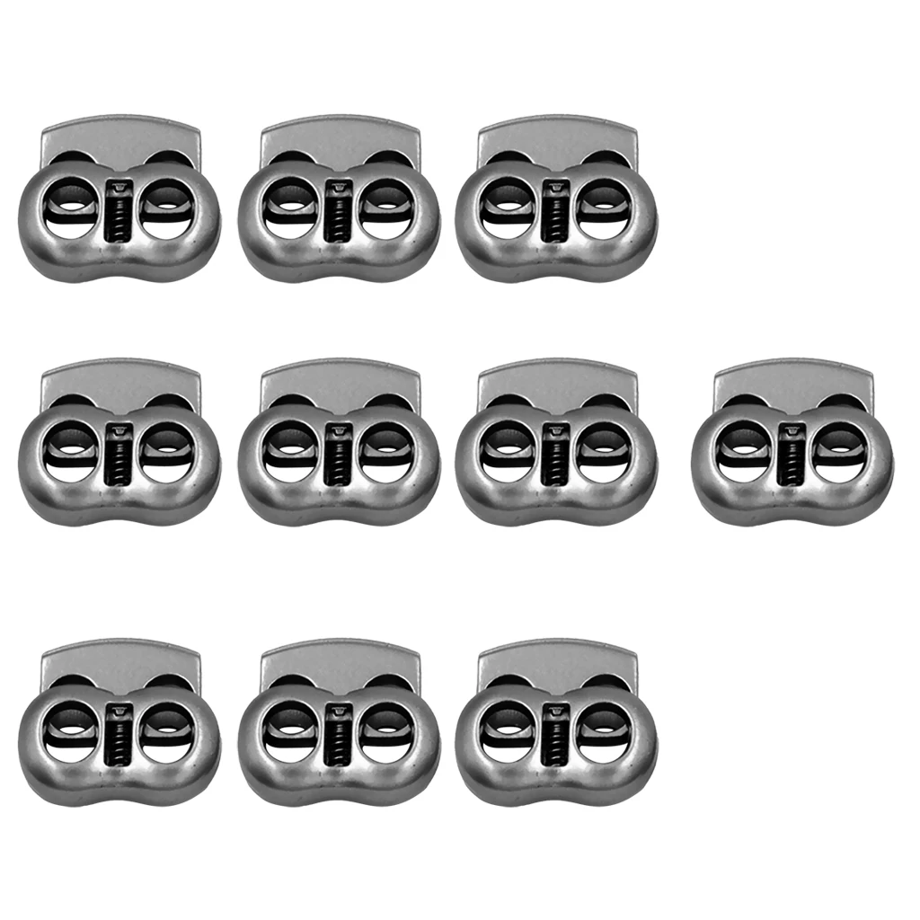 10 шт./компл. металлические серые овальные замки для шнурка с двойным отверстием