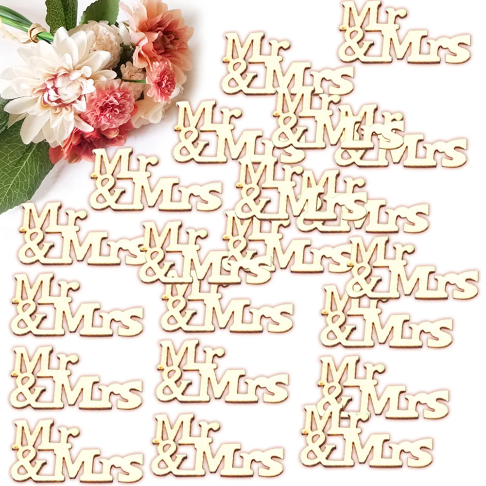 100 шт. деревянные фразы Mr and Mrs Stars DIY рождественские украшения подвески подвесные