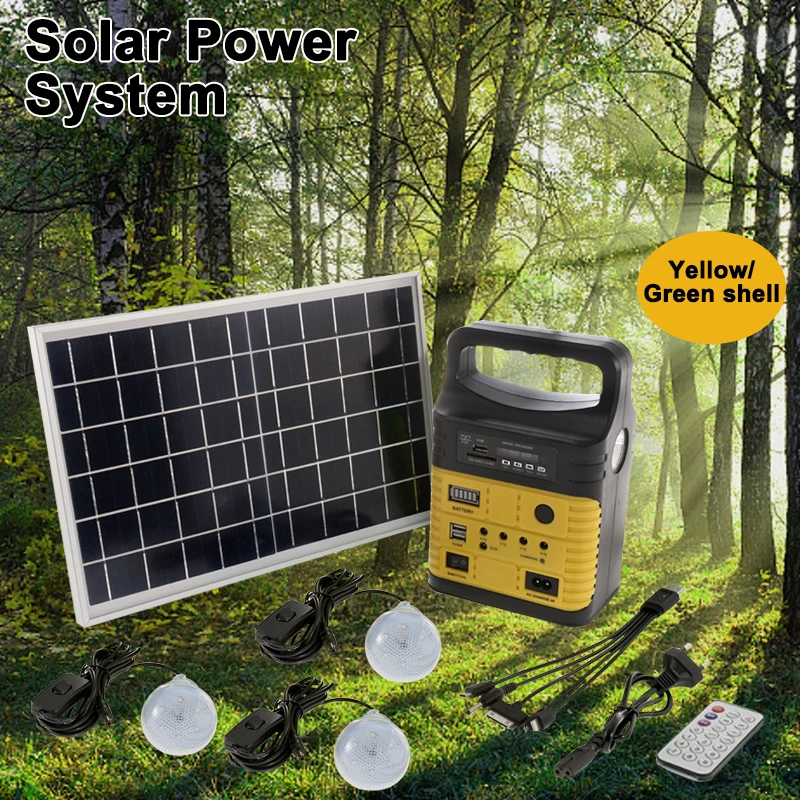 

1 Set Portable 10W Solar Generator Outdoor Power Mini DC10W Solar Panel 6V-9Ah Lead-acid Battery Charging LED Lighting System