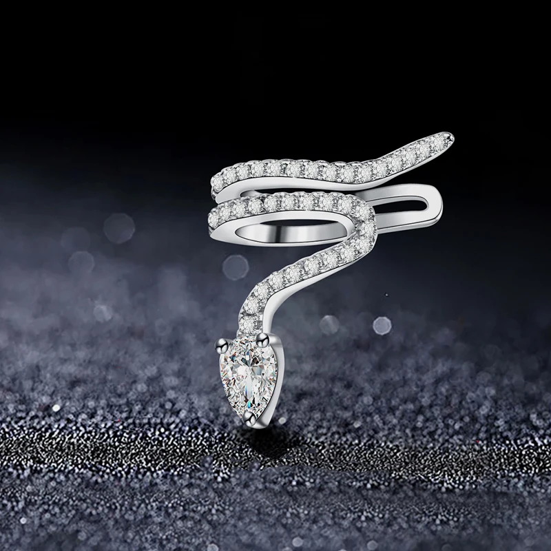 

1Pcs Luxury Snake Ear Cuff Clip Earring Rose Gold CZ Zircon Snake Shape Hyperbole Single Earring For Women Party Jewelry