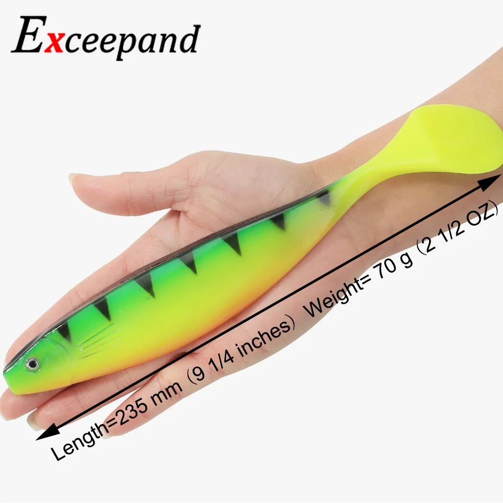 Exceepand Fishing Lure 235mm 70g Deep Sea Shad Lure Soft Plastic Bait Bass Swimbait Pike Minnow Paddle Tail Rubber Fish Lure