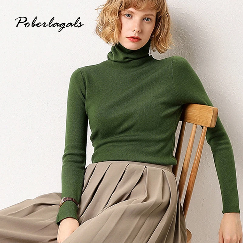 Autumn winter Sweater Women pullover Knitted soft wool blend Piles turtleneck sweaters female jumper womens clothing | Женская одежда