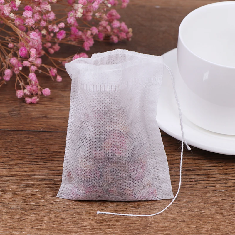 

Tea Bags 100Pcs/Lot Empty Scented Drawstring Pouch Bag 7*9CM Seal Filter Cook Herb Spice Loose Coffee Pouches Tools
