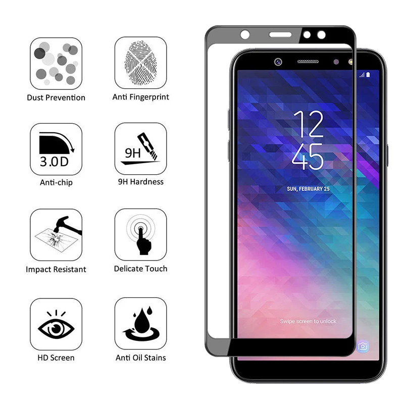 Защитное стекло для samsung a6 2018 защита экрана закаленное galaxy a 6 6a a62018 пленка samsun galaxi