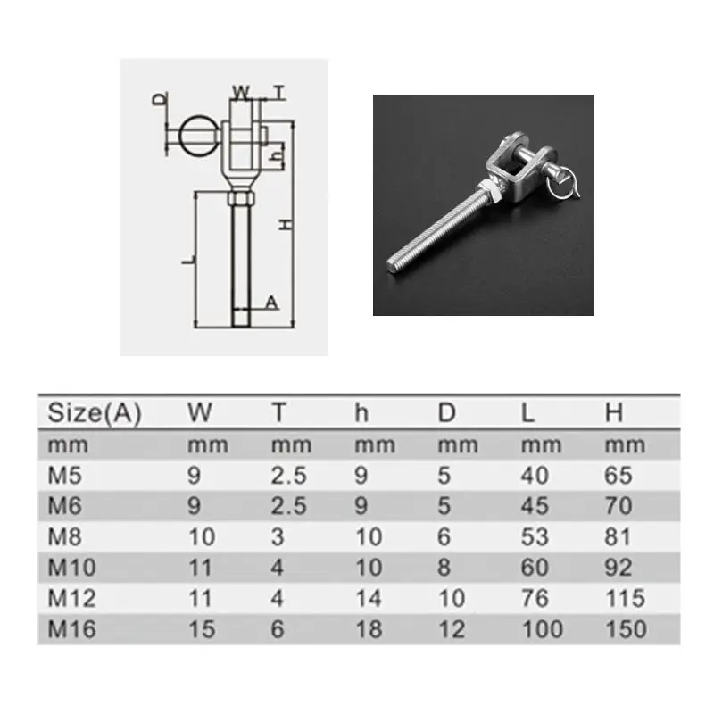 

Marine Hardware 304 Stainless Steel Jaw Open Bolt Nut Turnbuckle Rigging Screw
