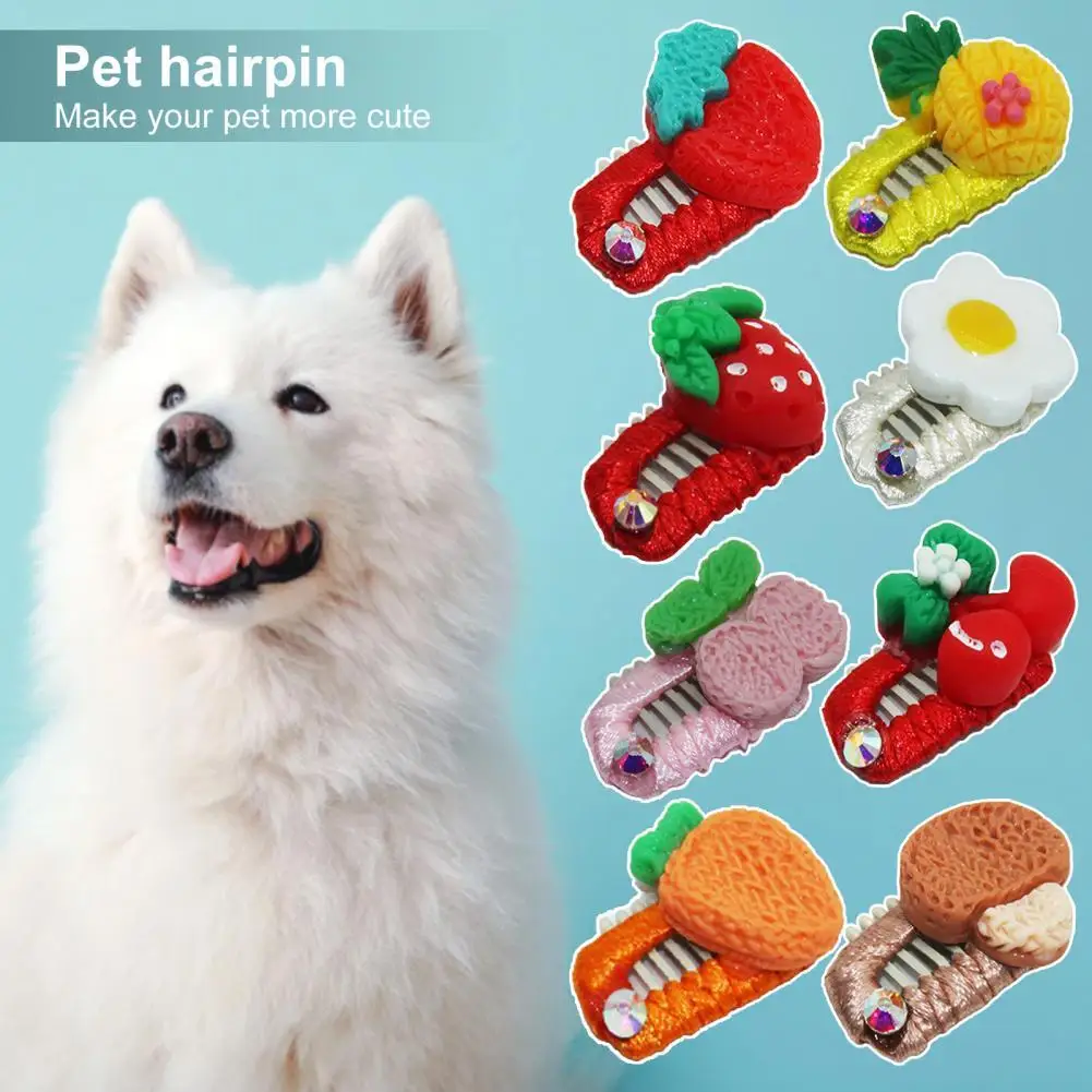 

Pet Hair Barrettes Fruit Series Decor Pet Grooming Titanium Steel Fashion Pet Hair Clip Photography Props