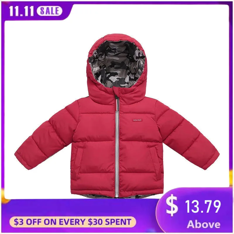 

Fashion Boys And Girls Coats Winter Jacket Black Red And White On Both Sides 2021 Fashion New Products Kids Down Cotton Coat