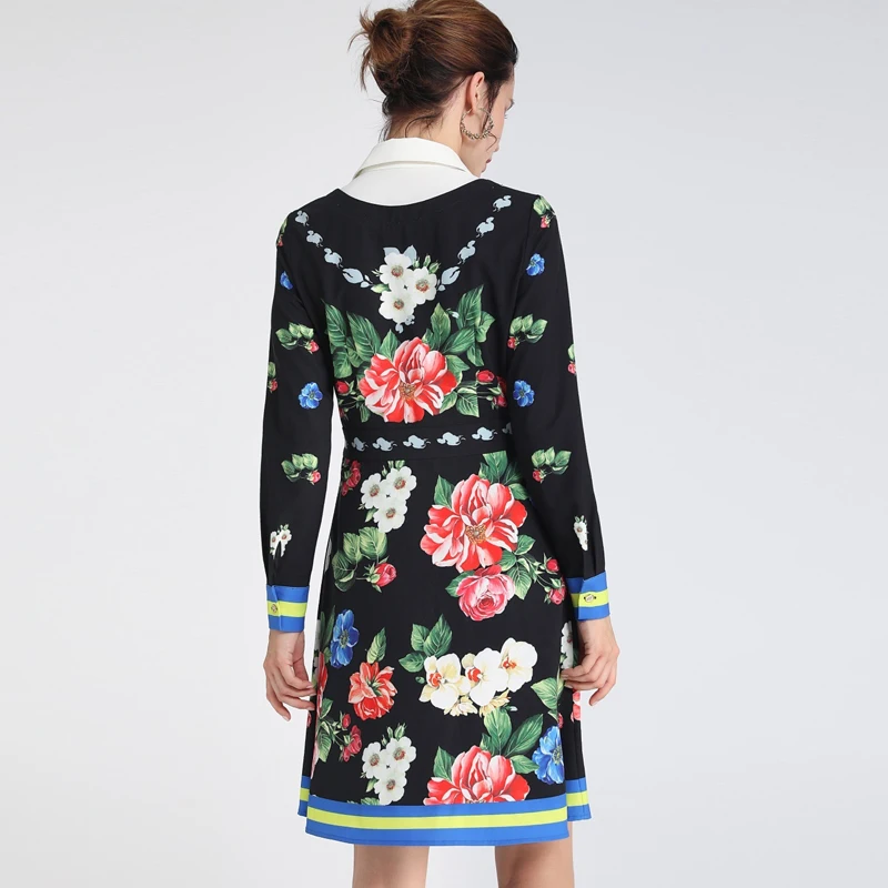 

2021 SPRING POINT COLLAR SEQUIN BEADED FLORAL DRESS