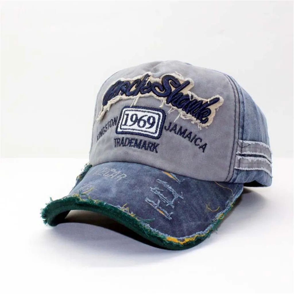 Мужская Женская винтажная Бейсболка унисекс Регулируемая джинсовая состаренная