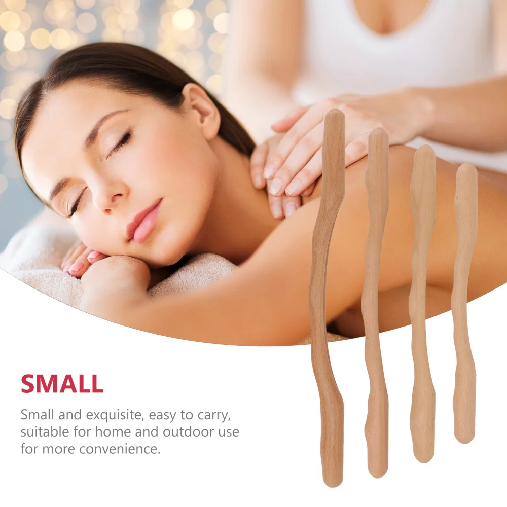 

4Pcs Wooden Massaging Bars Guasha Wood Sticks Meridian Massaging Accessories
