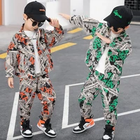 2021 new childrens full printing tooling suit camouflage clothing sports casual fashion hoodie two piece set kids boy clothes