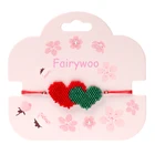 FAIRYWOO браслет с красным сердцем Регулируемый веревочный браслет женский модный браслет с подвесками Миюки бриллианты ювелирные изделия