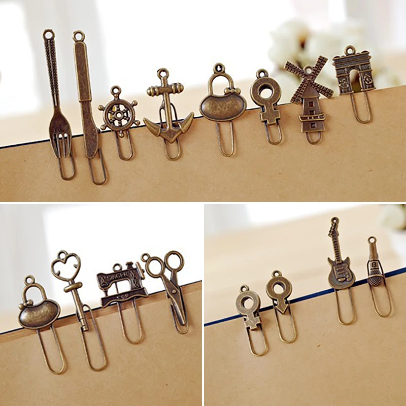 

Bronze Color Page Holder Office Gift Stationery School Geometric Vintage Random Styles Zakka Metal Bookmarks