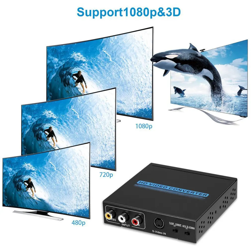

No Signal Interference AV/S-Video To Up Scaler 720p/1080p Video Audio Converter Compliant VGA/SVGA/XGA/SXGA