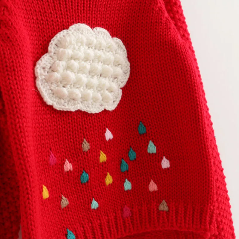 New Winter Cartoon Baby Girls Sweater Cloud Raindrops Kids Clothes Children Sweater Warm Long Sleeve for Girls Knitwear