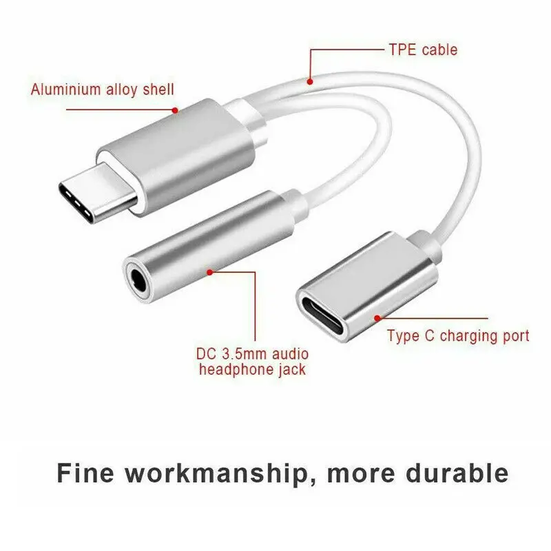 Новое поступление 2 in1 Тип USB с разъемами типа C и 3 5 мм Зарядное устройство Разъем