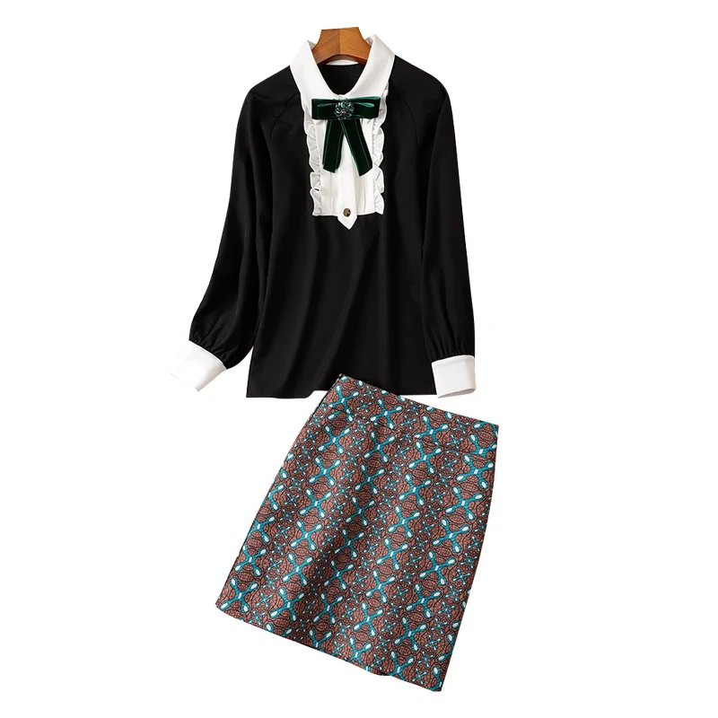 style suit women New s dress retro small man shows height and age reduction two piece set