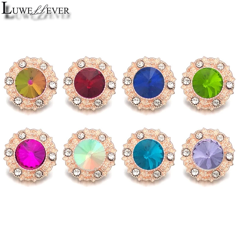 

New Component 060 Crystal 18mm Metal Snap Button For Bracelet Necklace Interchangeable Jewelry Women Accessorie Findings