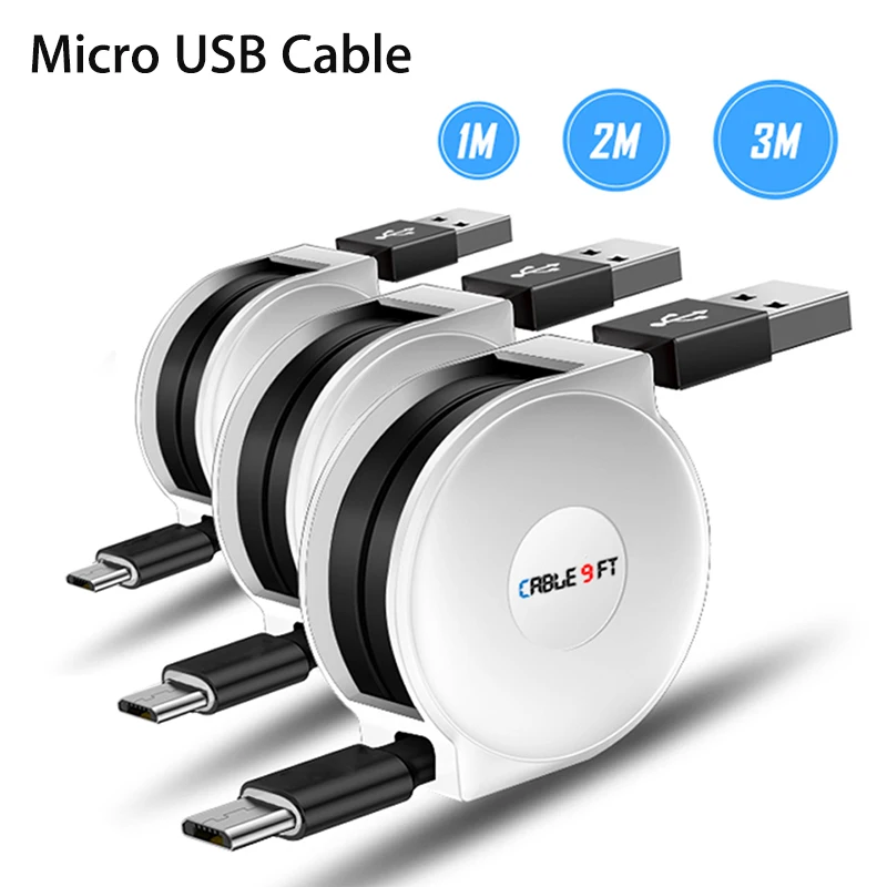 Cable Micro USB retráctil para teléfono móvil, accesorio de 2m y 3m...