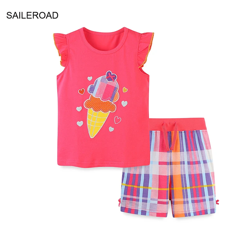 Детская летняя одежда SAILEROAD футболка с мультяшным мороженым и штаны для