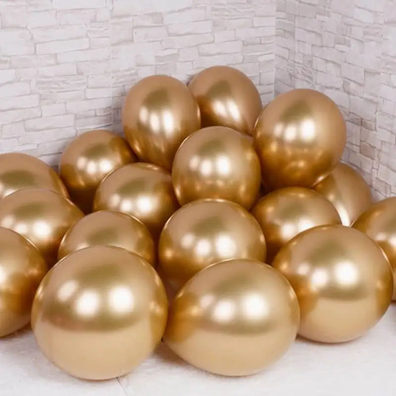 chrome gold 10 шт. 10 дюймов металлический Светящийся синий шар глянцевый металлик темно-синие шары хромированные шары Globos украшение для свадебной вечеринки - Цвет: chrome gold
