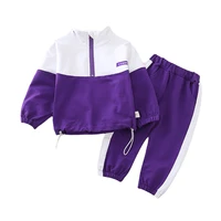 fashion children clothing spring autumn baby girl clothes boys solid jacket pants 2pcsset toddler cotton costume kids tracksuit