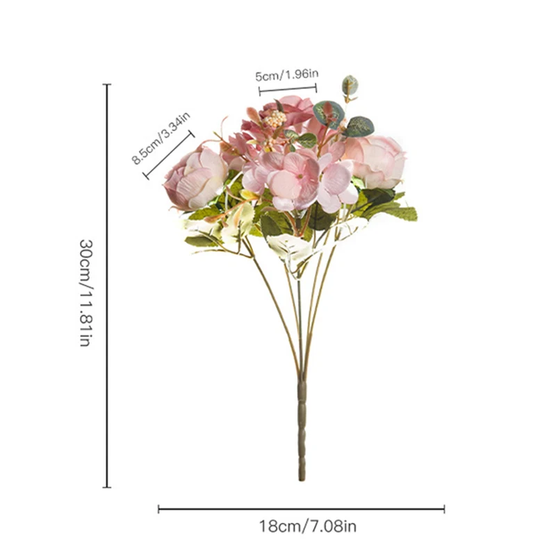 

Rose Hydrangea Hybrid Bouquet Artificial Flowers for Home Wedding Party Decoration Silk Fake Flower Fall Autumn Christmas Decor