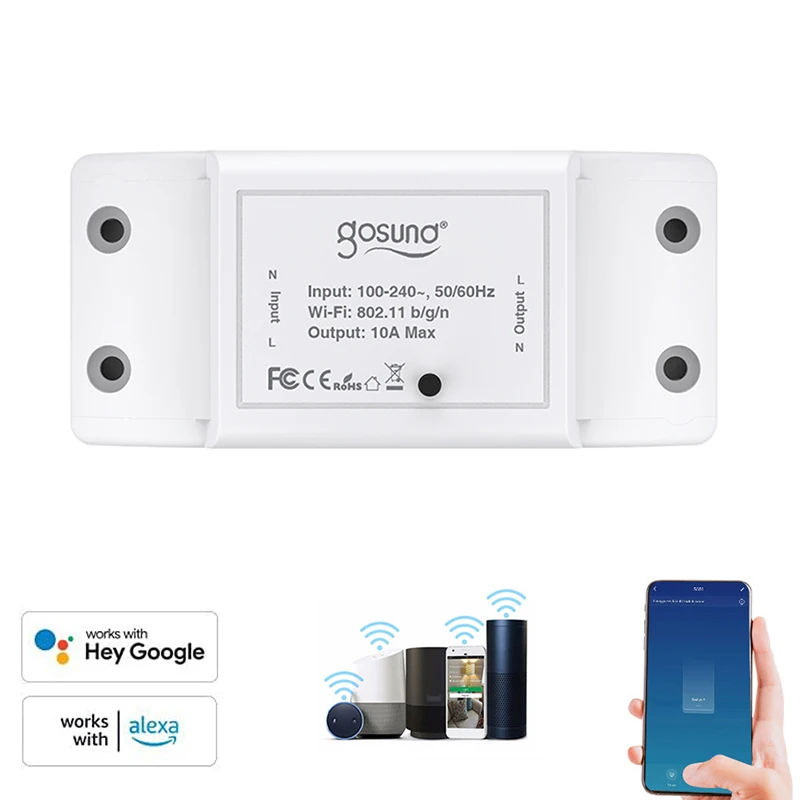 

Gosund Wi-Fi 10A умный переключатель таймера модули для автоматизации умного дома приложение Smart Life Tuya дистанционного Управление с Alexa Google